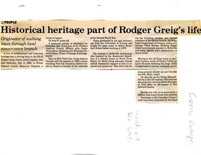 Historical heritage part of Rodger Greig's life