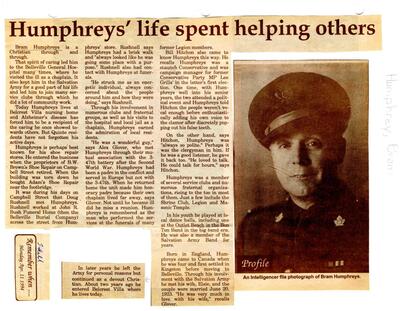 Humphreys' life spent helping others