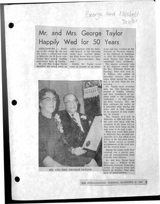 Mr. and Mrs. George Taylor Happily Wed for 50 Years