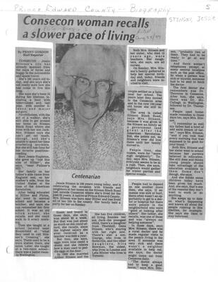 Consecon woman recalls a slower pace of living