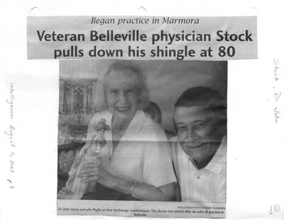 Veteran Belleville physician Stock pulls down his shingle at 80