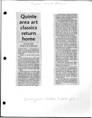 Quinte are art classics return home