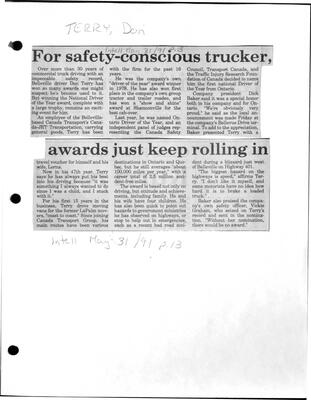 For saftey-conscious trucker, awards just keep rolling in