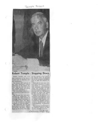 Robert Temple:Stepping Down