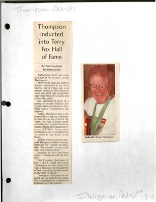 Thompson inducted into Terry Fox Hall of Fame