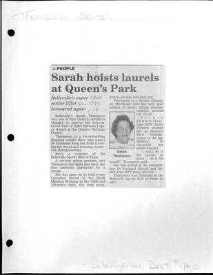 Sarah hoists laurels at Queen's Park