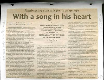 Fundraising concerts for area groups: With a song in his heart