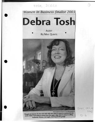 Women In Business finalist 2003-Debra Tosh-Agent Re/Max Quinte