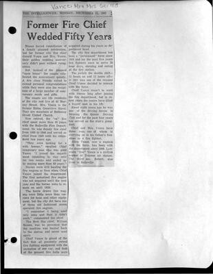 Former Fire Chief Wedded Fifty Years