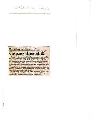 Retired police officer-Jacques dies at 63