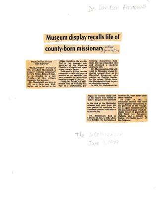 Museum display recalls life of county-born missionary