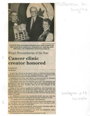 Cancer clinic creator honored