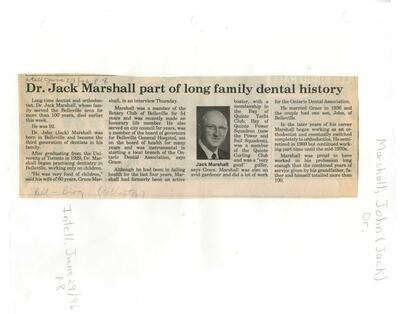 Dr. Jack Marshall part of long family dental history