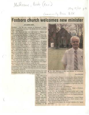 Foxboro church welcomes new minister