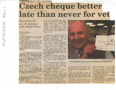 Czech cheque better late than never for vet