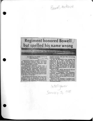 Regiment honored Bowell but spelled his name wrong