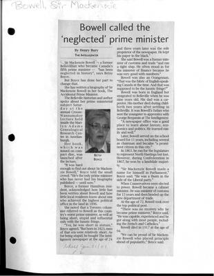 Bowell called the 'neglected' prime minister