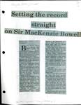 Setting the record straight on Sir MacKenzie Bowell