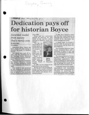 Dedication pays off for historian Boyce