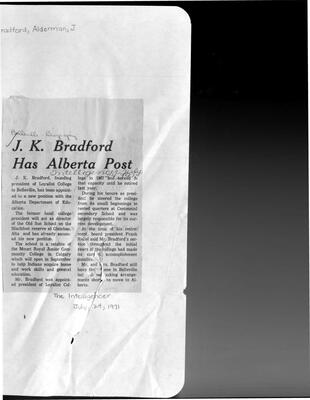 J.K. Bradford Has Alberta Post