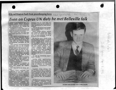 Even on Cyprus UN duty he met Belleville folk