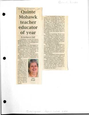 Quinte Mohawk teacher educator of year