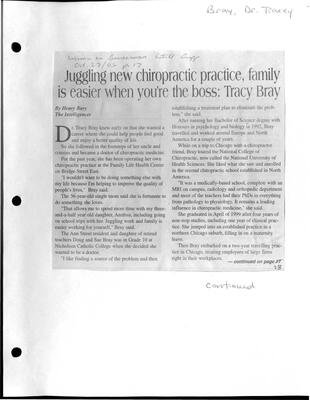 Juggling new chiropractic practice, family is easier when you're the boss: Tracy Bray