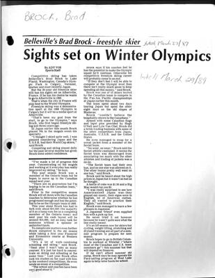 Belleville's Brad Brock-freestyle skier-Sights set on Winter Olympics