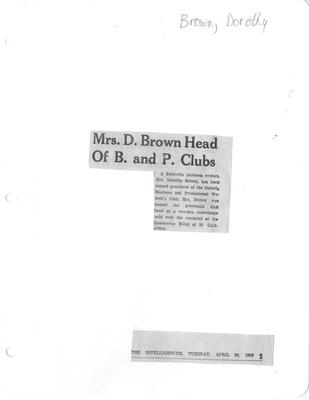 Mrs. D. Brown Head Of B. and P. Clubs