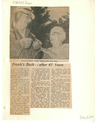 Frank's Back--after 67 years