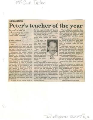 Peter's teacher of the year