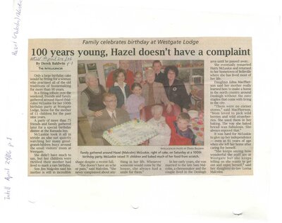 100 years young, Hazel doesn't have a complaint