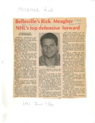 Belleville's Rick Meagher NHL's top defensive forward