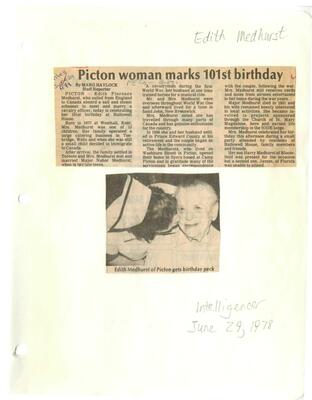 Picton woman marks 101st birthday