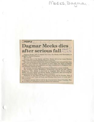 Dagmar Meeks dies after serious fall