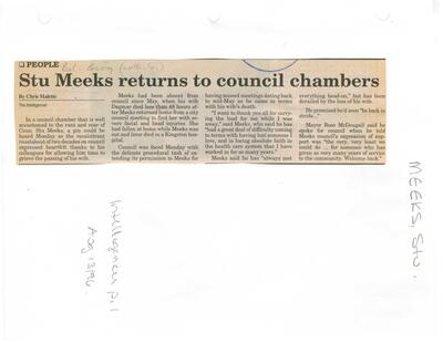 Stu Meeks returns to council chambers