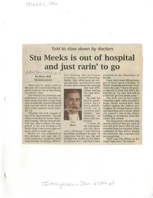 Stu Meeks is out of hospital and just rarin' to go