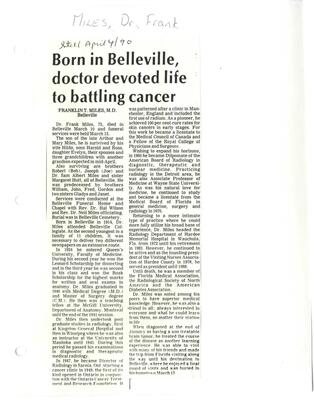 Born in Belleville, doctor devoted life to battling cancer