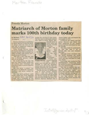 Matriarch of Morton family marks 100th birthday today