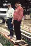 Reg Sherwood and Mr Heslop at Sherwood farm auction, 1972