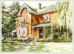 Heslop House, 5387 Upper Middle Road, water colour by Laurel Campbell, 1990