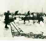 Cutting ice on Burlington Bay, ca 1930