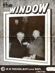 "The Window", front cover, February 1954: Teddy Bright receiving his 25-year Club Pin from A. S. Nicholson on December 21, 1953