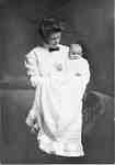 Maggie (née Storey) Brown holding an infant in a christening gown,  Acton, ca 1907