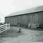 Sherwood bank barn with Rex posing, 1967