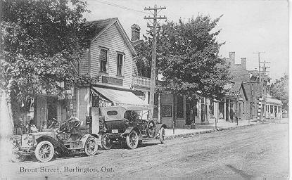 Brout Street, Burlington, Ont. -- view of 2 parked cars facing away from eachother