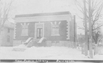 New Public Library, Burlington -- Exterior with snow; postmarked & dated March 28, 1907 (?)