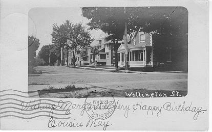 Wellington St. -- small picture with hand-written caption; postmarked October 17, 1906