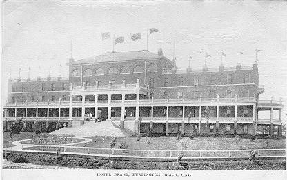 Hotel Brant, Burlington Beach, Ont -- Exterior; postmarked June 27, 1905