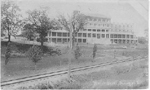 Hotel Brant, Burlington, Ont -- Exterior, viewed from beyond railway tracks; postmarked August 1, 1906